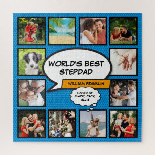 Stiefvader, stiefpapa 12 foto stripboek leuk blauw legpuzzel