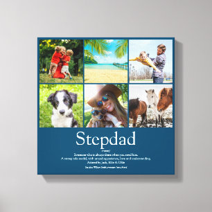 Stiefvader, stiefpapa definitie 6 foto pret blauw canvas afdruk