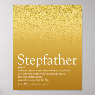 Stiefvader, stiefpapa definitie goud glitters poster