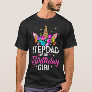 stiefvader van de verjaardag meisje moeder eenhoor t-shirt