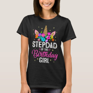 stiefvader van de verjaardag meisje moeder eenhoor t-shirt