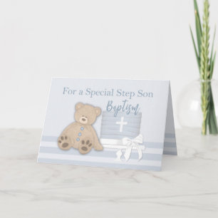 Stiefzoon Blauwe Doop Cake Teddybeer Kaart