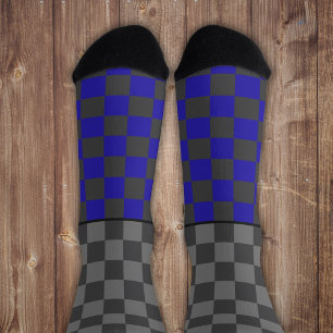 Stiekem Wild check grijs blauw op grijs Sokken