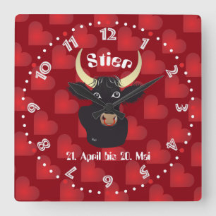 Stier 21. April bis 20. Mai Uhr Vierkante Klok