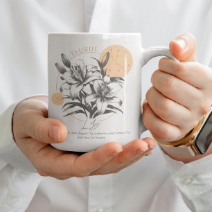 Stier Astrologie Bloem Lelie Zodiac Verjaardagscad Koffiemok