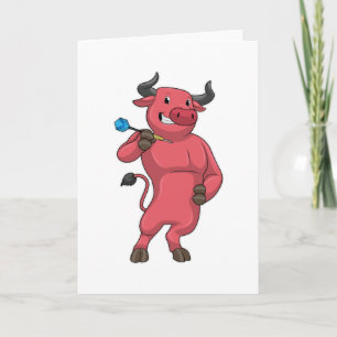 Stier bij darts met pijl kaart