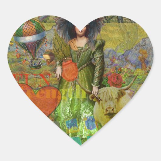  Stier Classic Vrouw Portret Gotische Kunst Hart Sticker (Voorkant)