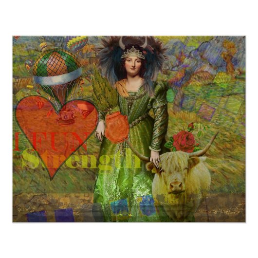 Stier Classic Vrouw Portret Gotische Kunst Perfect Poster (Voorkant)