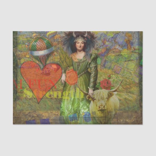 Stier Classic Vrouw Portret Gotische Kunst Tissuepapier (Voorkant)