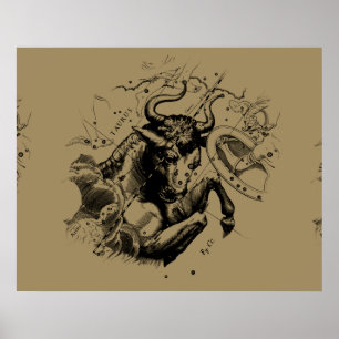 Stier Constellatie Hevelius 1690 Gravure Poster