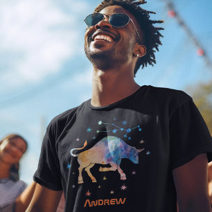 Stier Constellatie Zodiac Waterverf Sterrenstelsel T-shirt