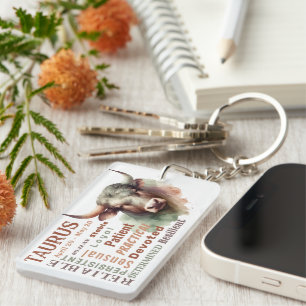 Stier de Stier Traits Zodiac teken Geboortedatum D Sleutelhanger