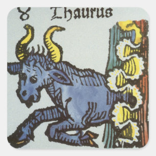 Stier de Stier, Vintage Tekens van de Dierenriem Vierkante Sticker