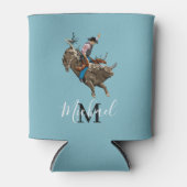 stier die een cowboy gebruikt blikjeskoeler (Voorkant)