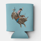 stier die een cowboy gebruikt blikjeskoeler (Achterkant)