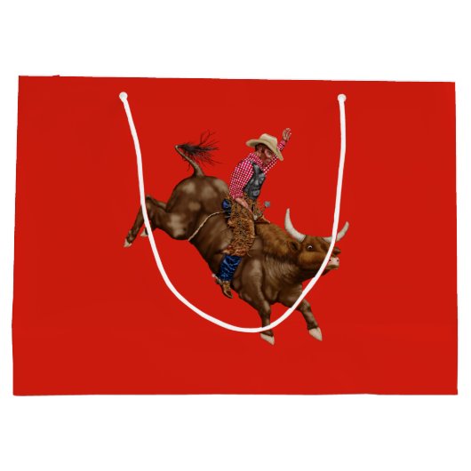  stier die een cowboy gebruikt groot cadeauzakje (Achterkant)