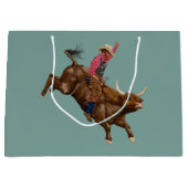 stier die een cowboy gebruikt groot cadeauzakje (Voorkant)