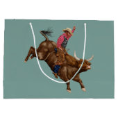 stier die een cowboy gebruikt groot cadeauzakje (Achterkant)