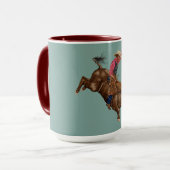 stier die een cowboy gebruikt mok (Voorkant links)