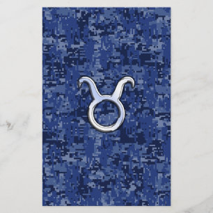 Stier Dierenriemteken op marineblauwe digitale cam Flyer