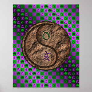 Stier en Aardzwijn Poster