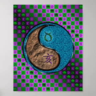 Stier en waterbeer poster