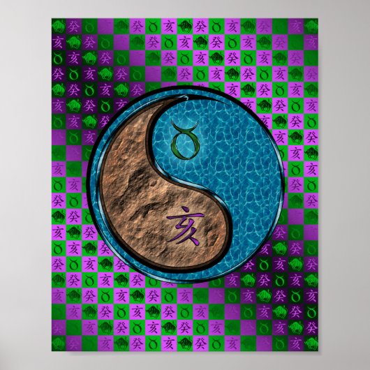 Stier en waterbeer poster (Voorkant)