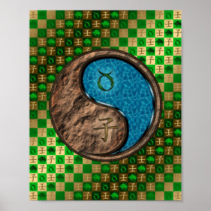 Stier en waterrat poster