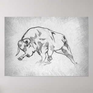 Stier - Grafisch Tekenen Poster