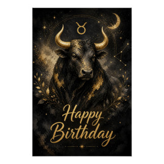 Stier Happy Birthday Sternzeichen Design Perfect Poster