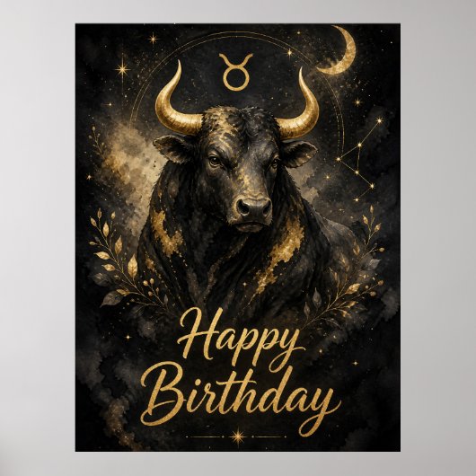 Stier Happy Birthday Sternzeichen Design Poster (Voorkant)