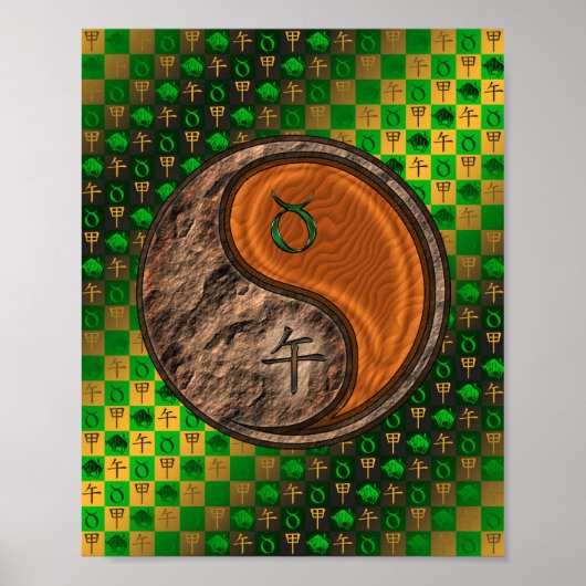 Stier & Hout Paard Poster (Voorkant)