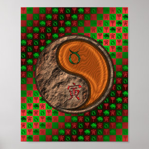 Stier & Hout Tijger Poster