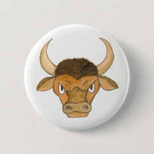 Stier knop of badge ronde button 5,7 cm