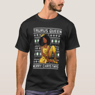 Stier Koningin Prettig Kerstfeest Voor Zwarte Vrou T-shirt