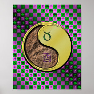 Stier & metalen haan poster