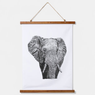 Stier Olifant Pointillisme Wildlife Print Ontwerp Hangend Wandkleed