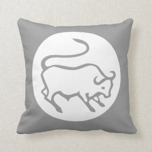 STIER / Stier astrologie GRIJS / WIT kussen