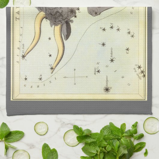 Stier Stier,  sterrenbeeld Urania's Mirror Theedoek (Gevouwen)