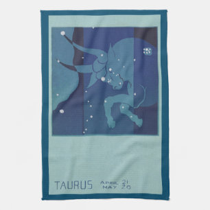 Stier Stierbeeld Sterrenbeeld Vintage Zodiac Astro Theedoek