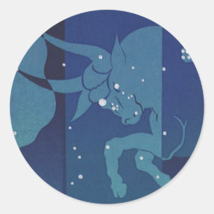 Stier Stierbeeld Vintage Zodiac Astrologie Ronde Sticker
