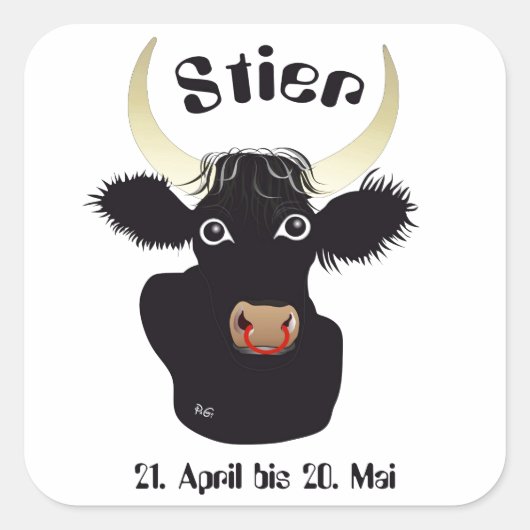 Stier - Tierkreiszeichen Aufkleber Vierkante Sticker (Voorkant)