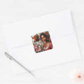 Stier Vrouw met stier Bloemen Vierkante Sticker (Envelop)