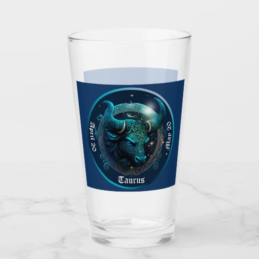 Stier Zodiac Aanpasbare Bier Glas (Voorkant)