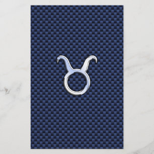 Stier Zodiac Decor Navyblauw Koolstofvezelprint Flyer