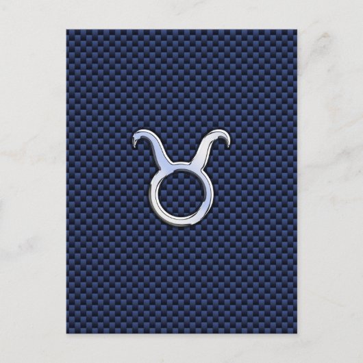 Stier Zodiac Decor Navyblauwe Koolstofvezelprint Briefkaart (Voorkant)