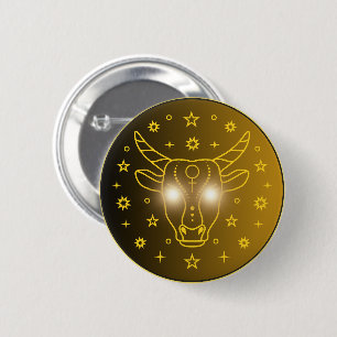 Stier Zodiac Embleem Minimaal Hemels Symbool Ronde Button 5,7 Cm