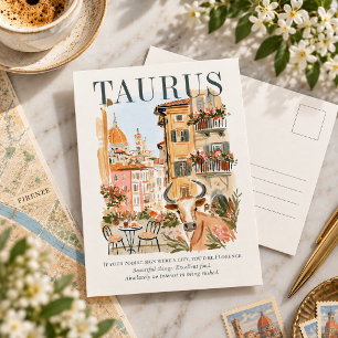 Stier Zodiac Florence Watercolor Illustratie Briefkaart
