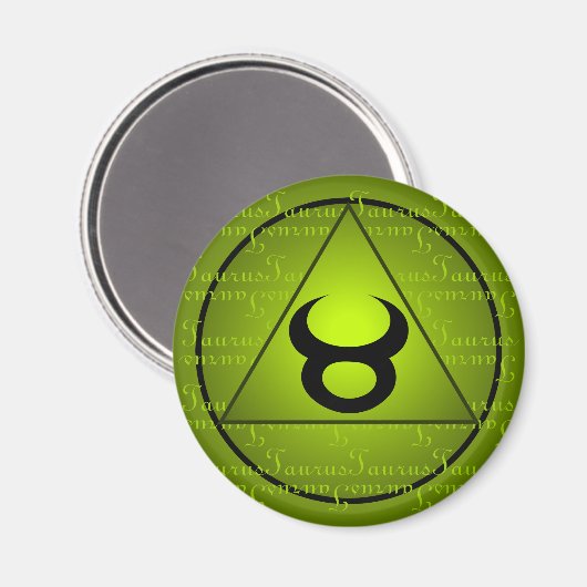 Stier Zodiac Groene Driehoek Curly Script Magneet (Voorkant / Achterkant)