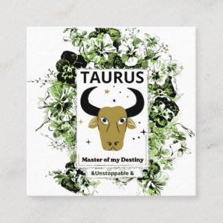 Stier Zodiac Meester van het Lot Bloemrijke Kunst Vierkante Visitekaartje